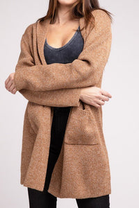 Hooded Open Front Sweater Cardigan - Happily Ever Atchison Shop Co.