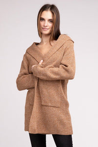 Hooded Open Front Sweater Cardigan - Happily Ever Atchison Shop Co.