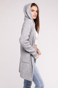 Hooded Open Front Sweater Cardigan - Happily Ever Atchison Shop Co.