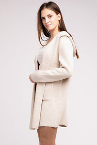 Hooded Open Front Sweater Cardigan - Happily Ever Atchison Shop Co.