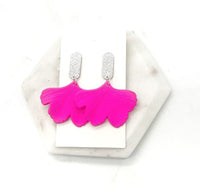 Hot Pink Ginkgo Leaf Acrylic Earrings Valentines - Happily Ever Atchison Shop Co.