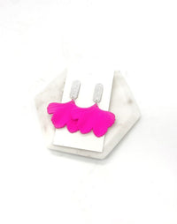 Hot Pink Ginkgo Leaf Acrylic Earrings Valentines - Happily Ever Atchison Shop Co.