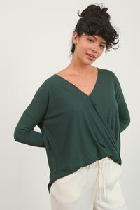 HYFVE Draped Drop Shoulder Long Sleeve Top - Happily Ever Atchison Shop Co.