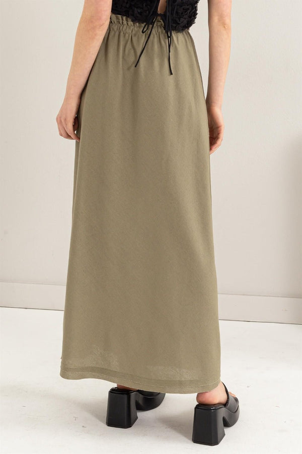 HYFVE Drawstring Washed Linen Maxi Skirt - Happily Ever Atchison Shop Co.