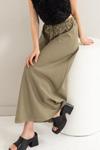 HYFVE Drawstring Washed Linen Maxi Skirt - Happily Ever Atchison Shop Co.