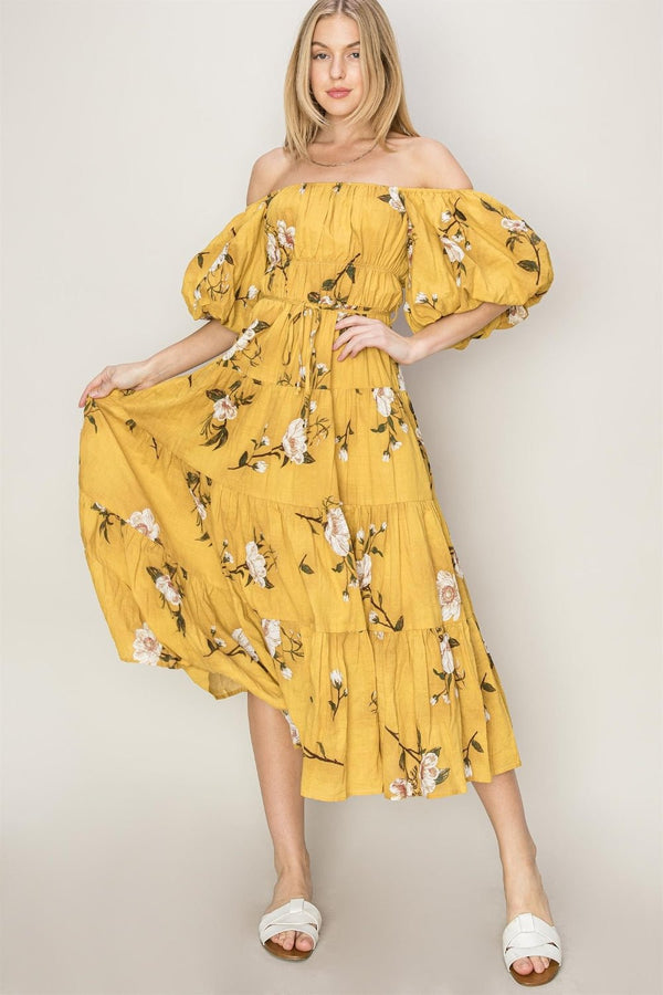 HYFVE Floral Puff Sleeve Tiered Dress - Happily Ever Atchison Shop Co.