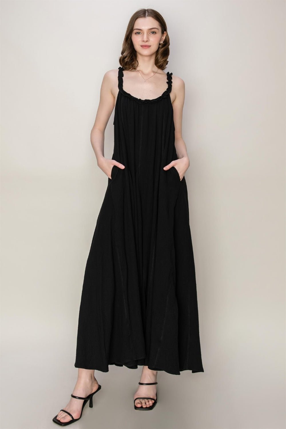 HYFVE Frill Sleeveless A - Line Maxi Dress - Happily Ever Atchison Shop Co.