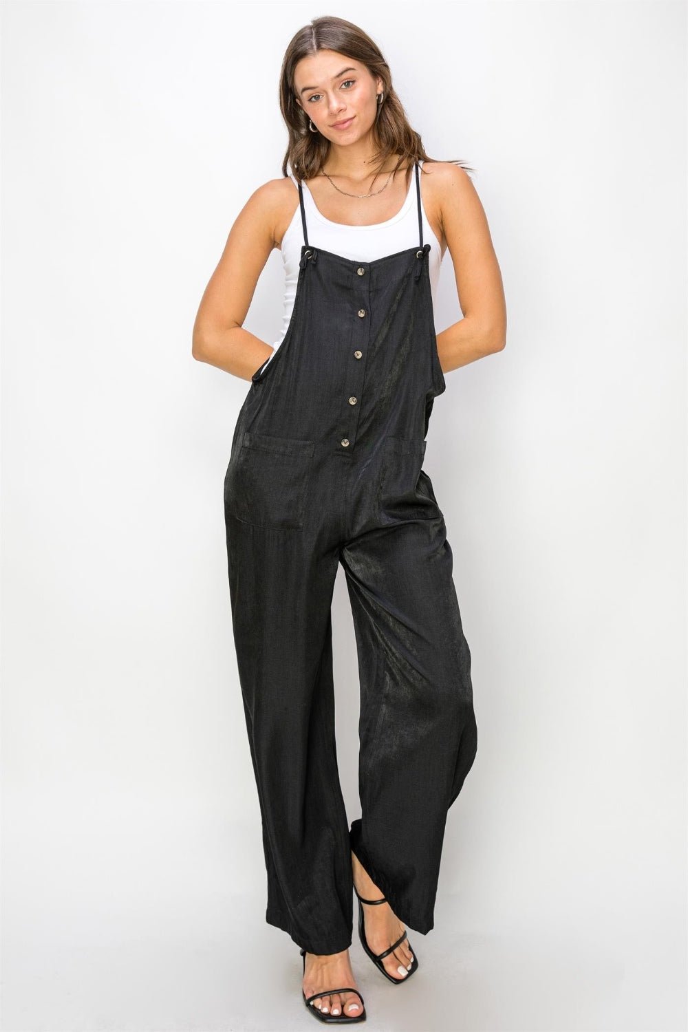 HYFVE Half Button Sleeveless Straight Jumpsuit - Happily Ever Atchison Shop Co.