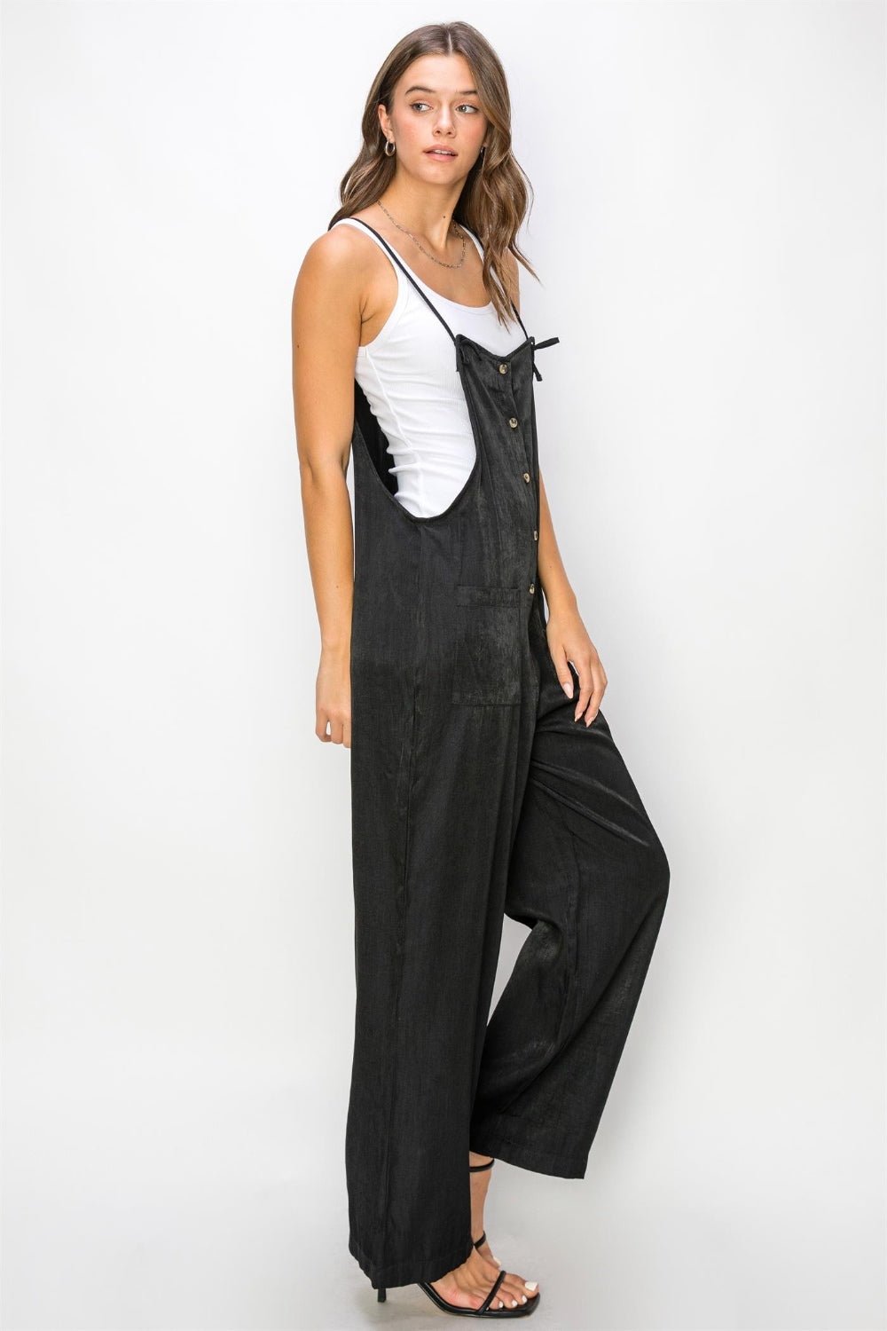 HYFVE Half Button Sleeveless Straight Jumpsuit - Happily Ever Atchison Shop Co.