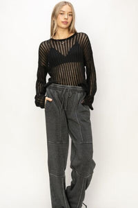 HYFVE Openwork Ribbed Long Sleeve Knit Top - Happily Ever Atchison Shop Co.