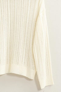 HYFVE Openwork Ribbed Trim Long Sleeve Knit Top - Happily Ever Atchison Shop Co.