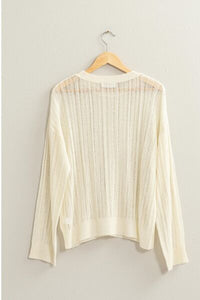HYFVE Openwork Ribbed Trim Long Sleeve Knit Top - Happily Ever Atchison Shop Co.