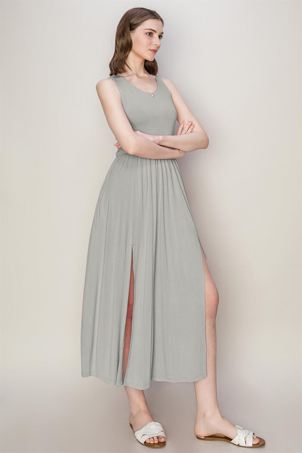 HYFVE Sleeveless Slit Midi Dress - Happily Ever Atchison Shop Co.