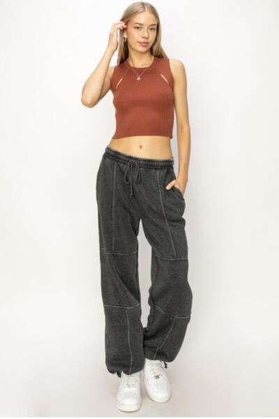 HYFVE Stitched Design Drawstring Sweatpants - Happily Ever Atchison Shop Co.