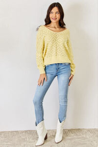 HYFVE V - Neck Patterned Long Sleeve Sweater - Happily Ever Atchison Shop Co.