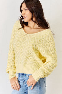 HYFVE V - Neck Patterned Long Sleeve Sweater - Happily Ever Atchison Shop Co.