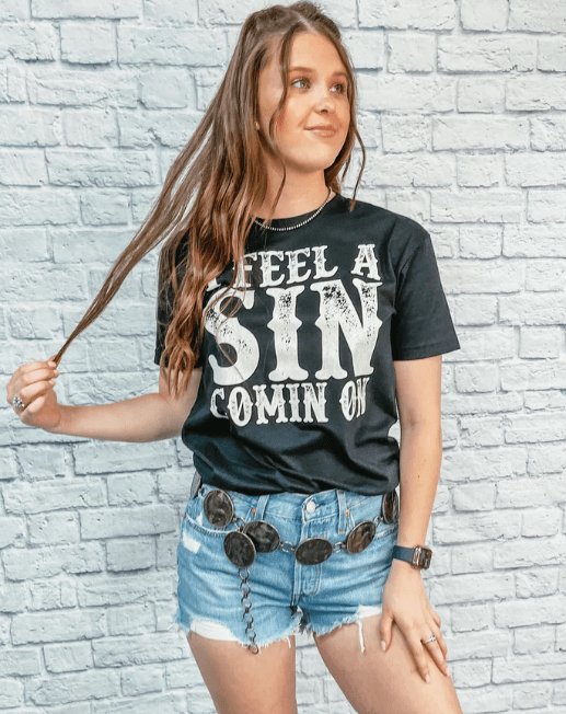 I Feel A Sin Comin On Graphic Tee - Happily Ever Atchison Shop Co.