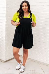 I Want You Back Linen Blend Shortalls in Black - Happily Ever Atchison Shop Co.