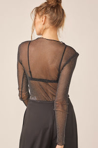 Idem Ditto Sparkling Glitter Long Sleeve Sheer Top - Happily Ever Atchison Shop Co.