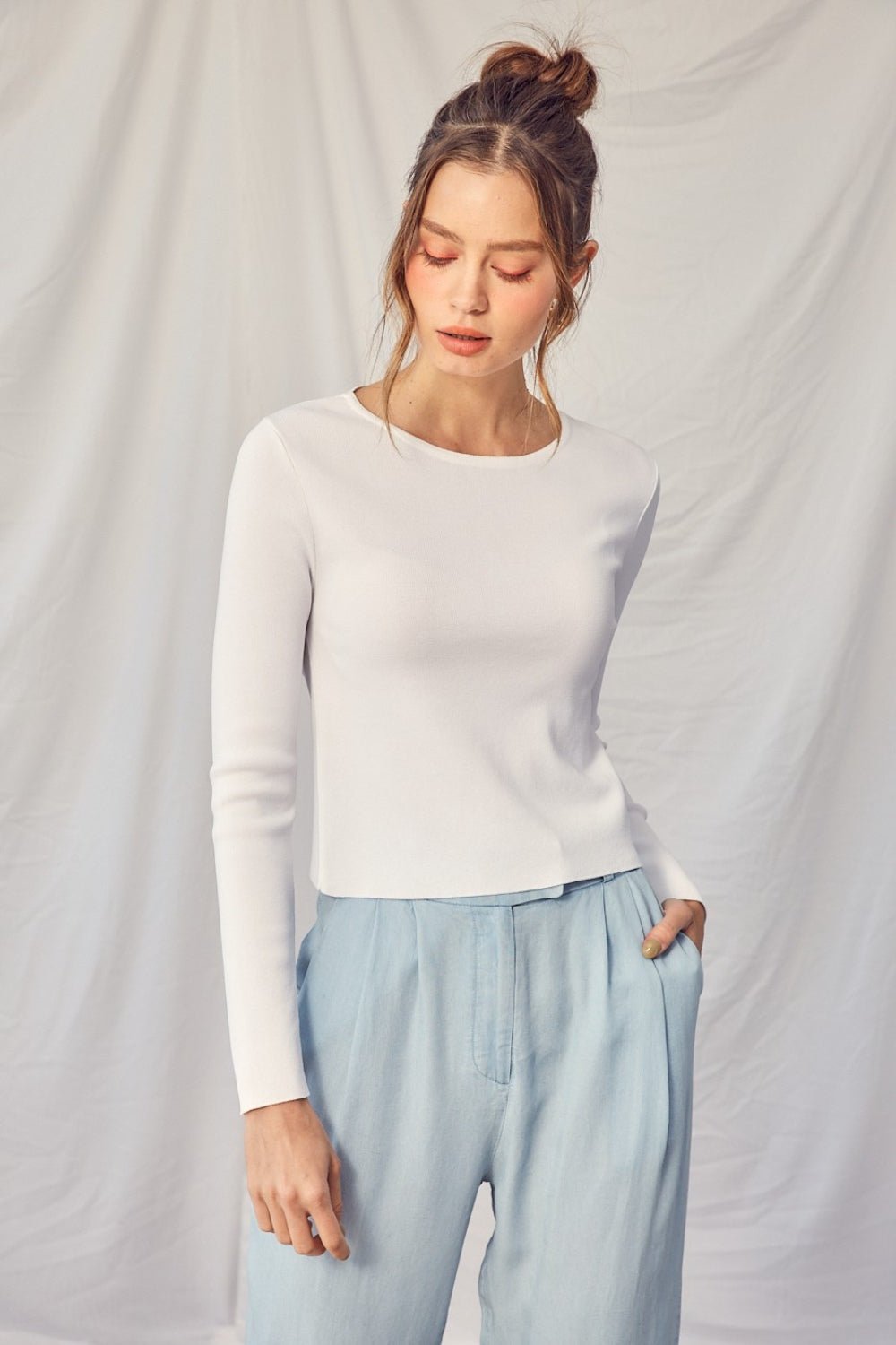 Idem Ditto Twisted Backless Long Sleeve Knit Top - Happily Ever Atchison Shop Co.