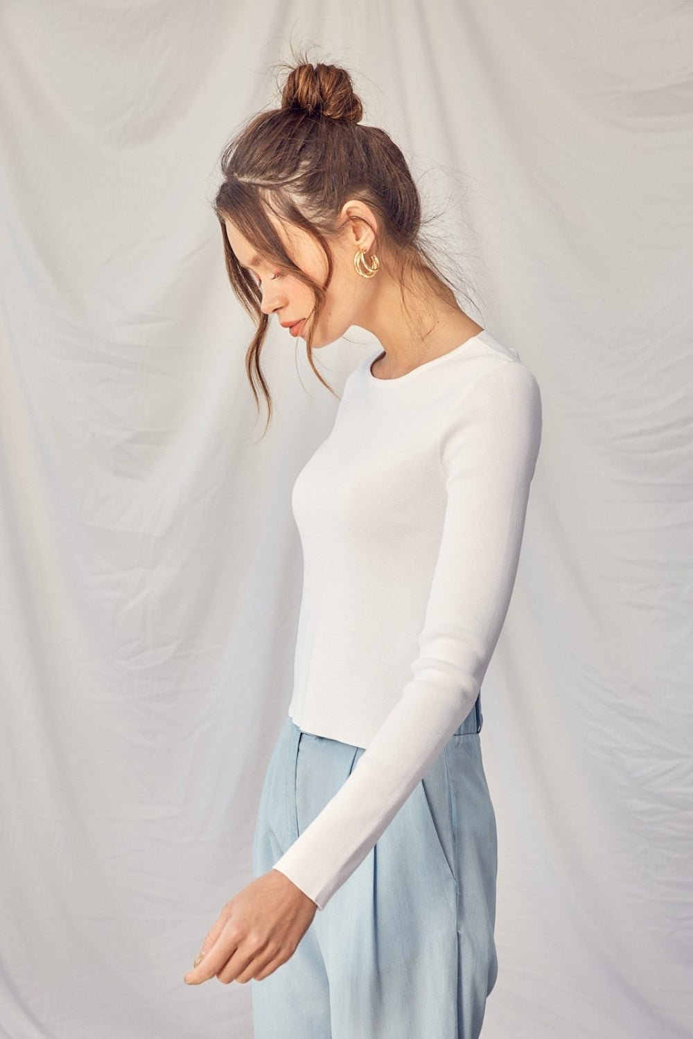 Idem Ditto Twisted Backless Long Sleeve Knit Top - Happily Ever Atchison Shop Co.