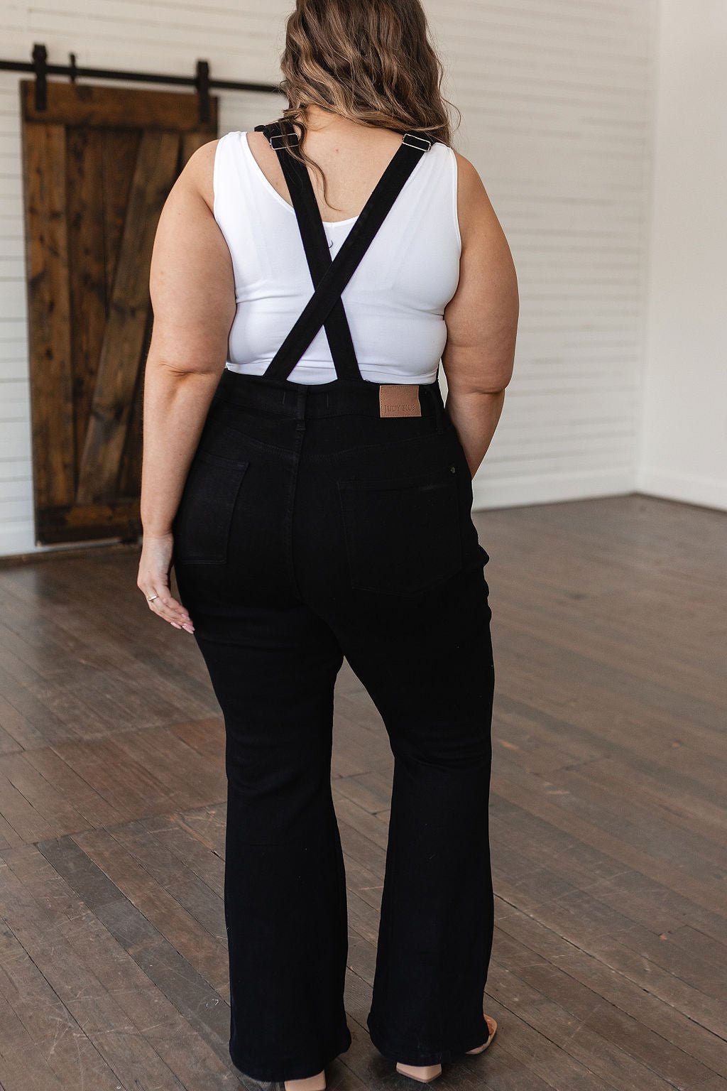 Imogene Control Top Retro Flare Overalls in Black - Happily Ever Atchison Shop Co.