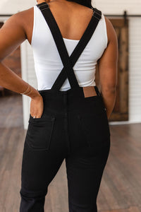 Imogene Control Top Retro Flare Overalls in Black - Happily Ever Atchison Shop Co.