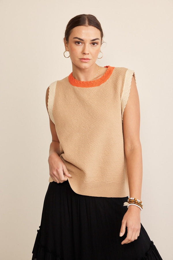 In February Contrast Round Neck Sweater Vest - Happily Ever Atchison Shop Co.