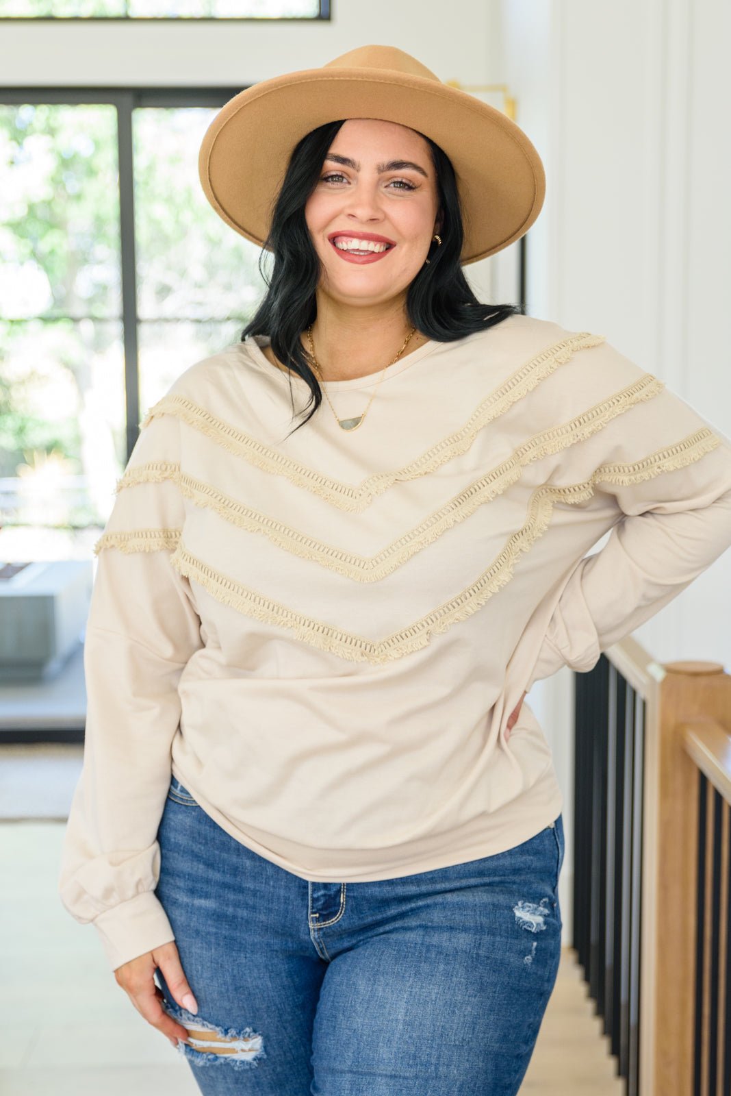 Into The Fringe Top in Beige - Happily Ever Atchison Shop Co.