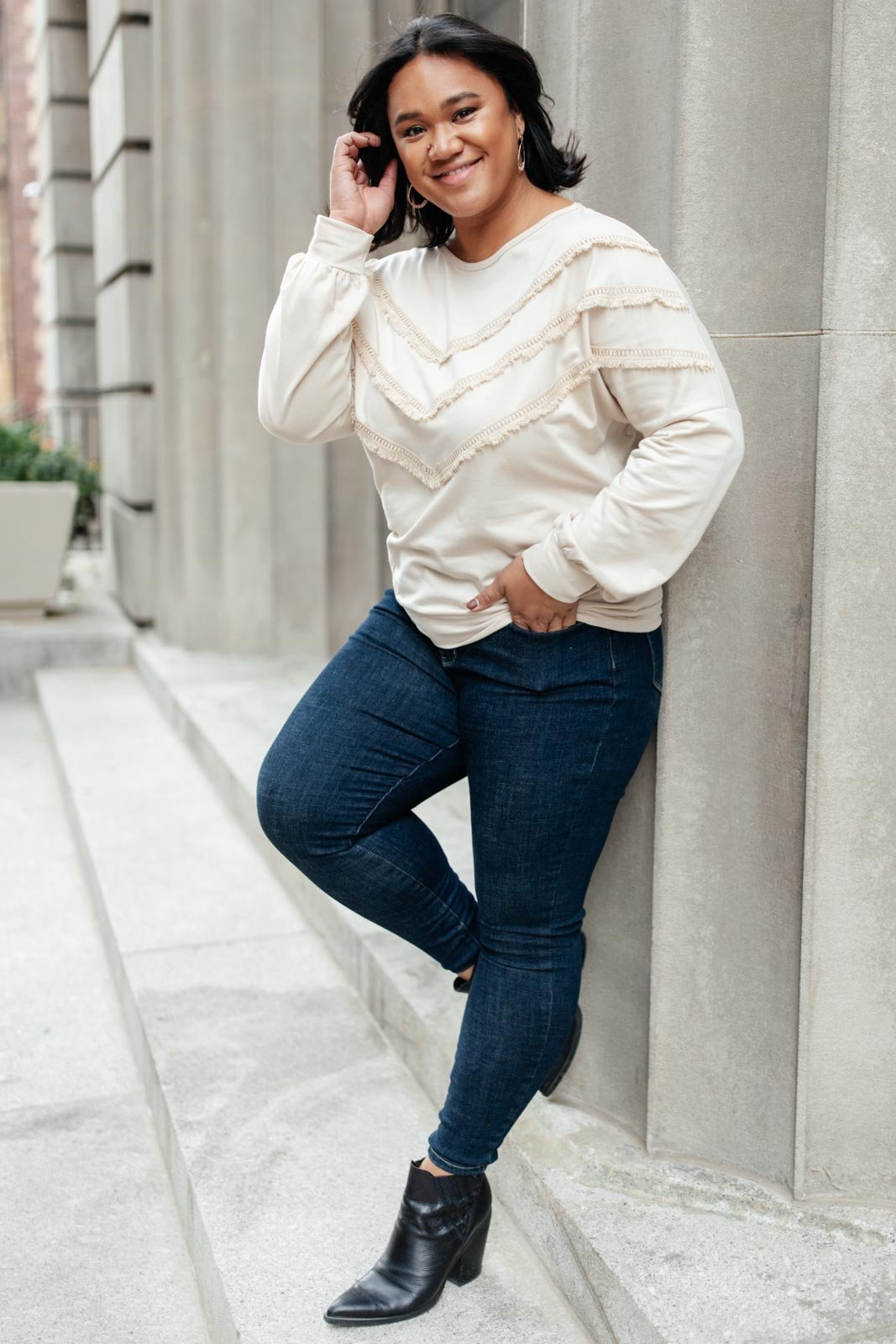 Into The Fringe Top in Beige - Happily Ever Atchison Shop Co.