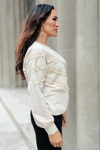 Into The Fringe Top in Beige - Happily Ever Atchison Shop Co.