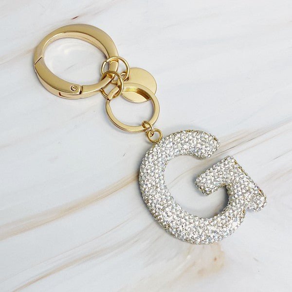 It Girl Glam Initial Key Chain - Crystal Clear - Happily Ever Atchison Shop Co.