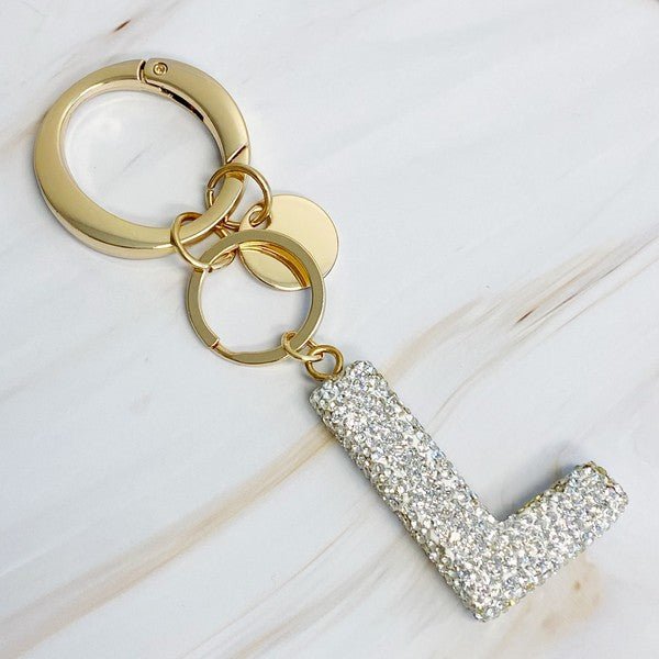 It Girl Glam Initial Key Chain - Crystal Clear - Happily Ever Atchison Shop Co.