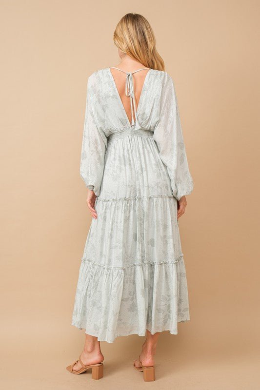 Jacquard Floral Dolman Maxi Dress - Happily Ever Atchison Shop Co.