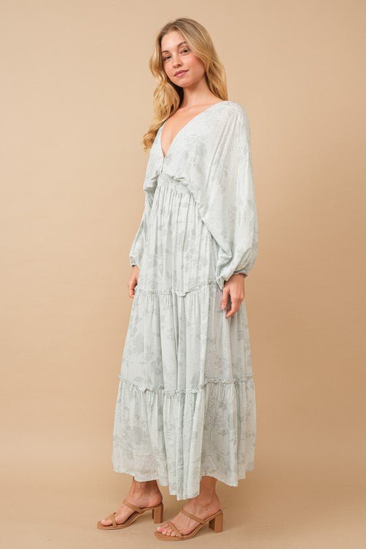 Jacquard Floral Dolman Maxi Dress - Happily Ever Atchison Shop Co.