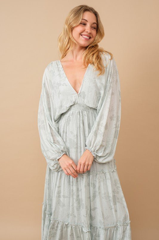 Jacquard Floral Dolman Maxi Dress - Happily Ever Atchison Shop Co.