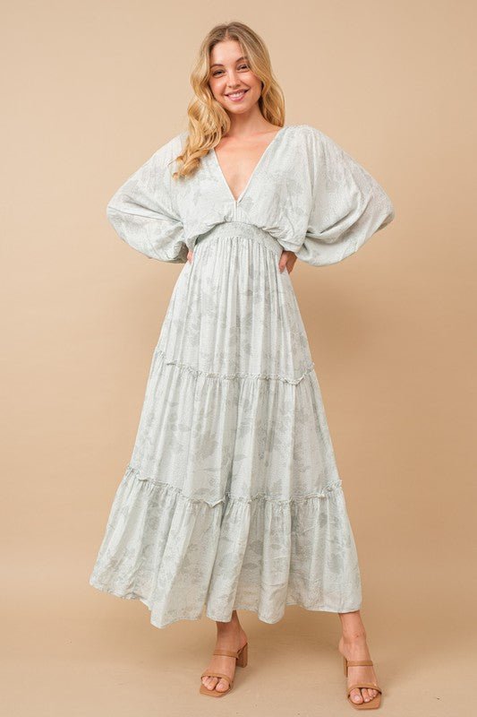 Jacquard Floral Dolman Maxi Dress - Happily Ever Atchison Shop Co.