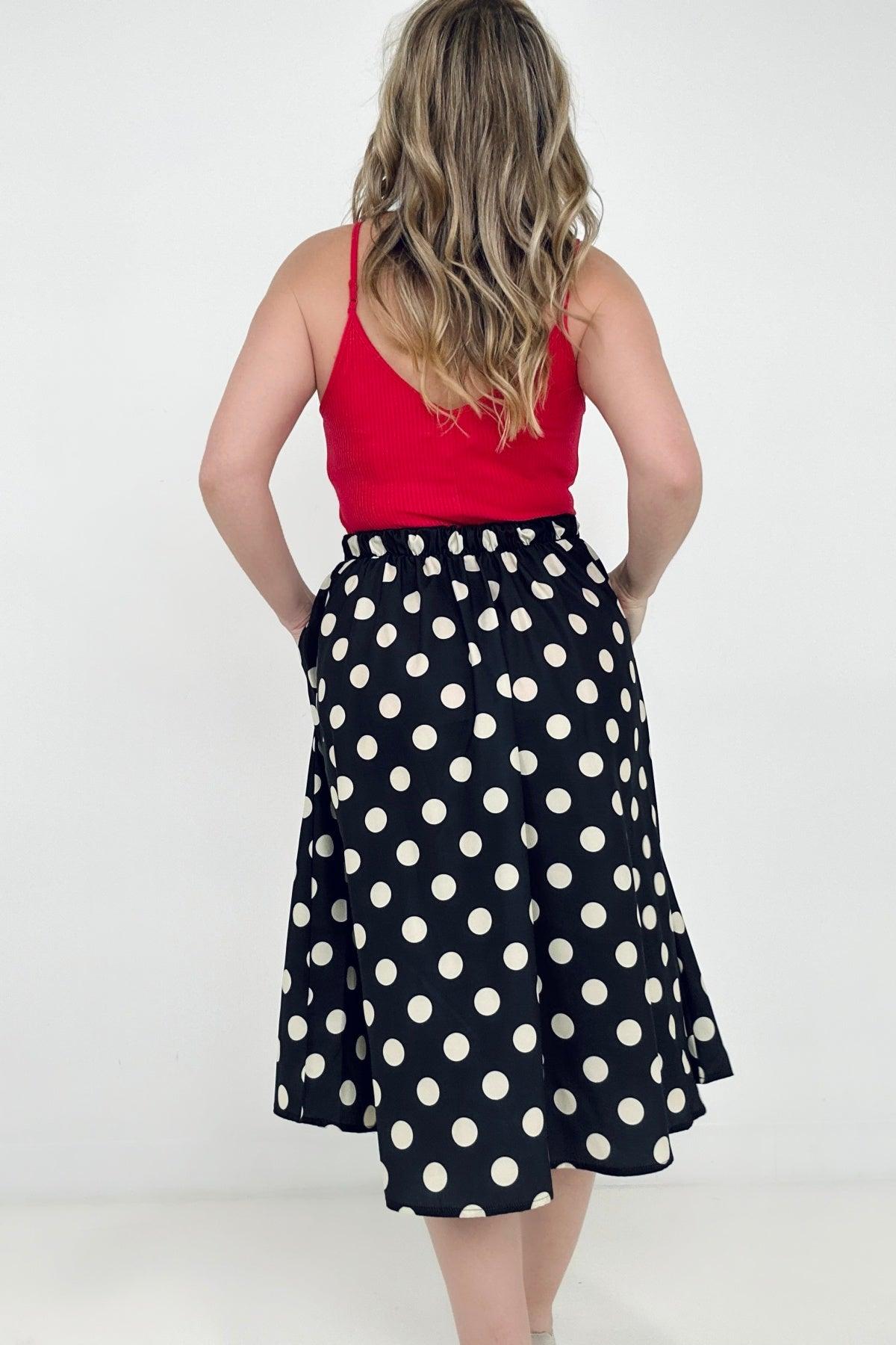 Jade By Jane Polka Dot Pleated Midi Skirt - Happily Ever Atchison Shop Co.