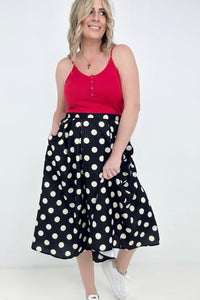 Jade By Jane Polka Dot Pleated Midi Skirt - Happily Ever Atchison Shop Co.