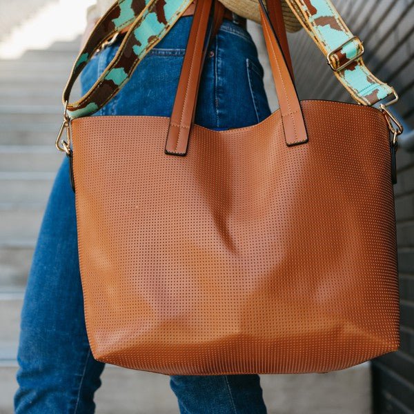 Jane Perforated Leather Large Tote - Happily Ever Atchison Shop Co.