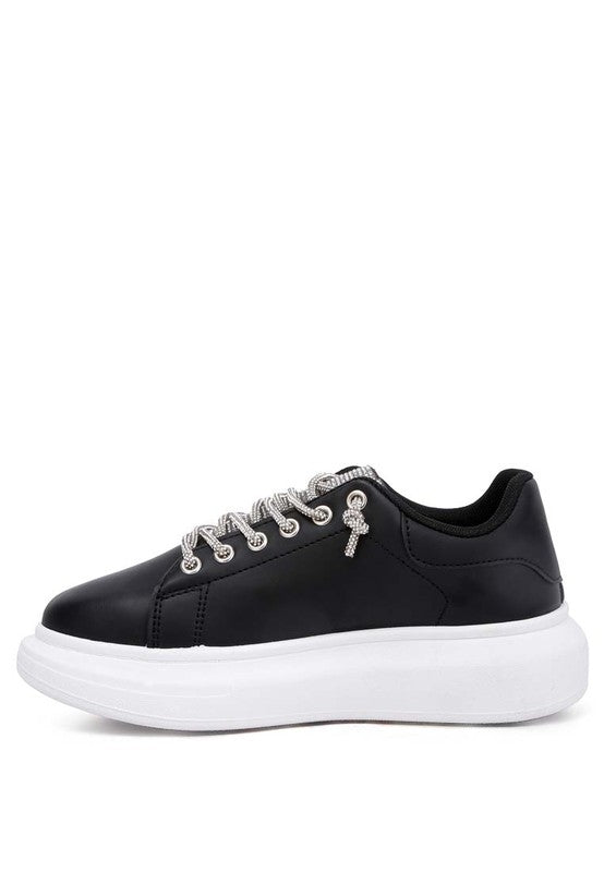 Jaxen Rhinestones Lace Up Sneakers - Happily Ever Atchison Shop Co.