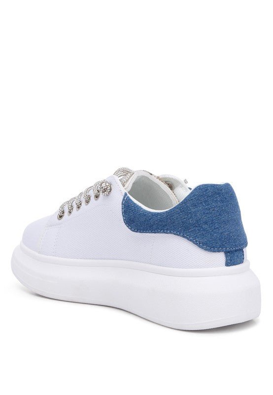 Jaxen Rhinestones Lace Up Sneakers - Happily Ever Atchison Shop Co.