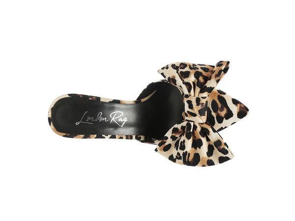 Joelle High Heel Bow Tie Leopard Print Mules - Happily Ever Atchison Shop Co.