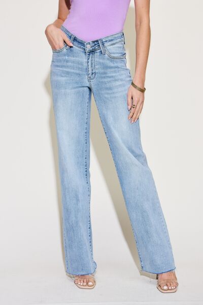 Judy Blue Full Size V Front Waistband Straight Jeans - Happily Ever Atchison Shop Co.