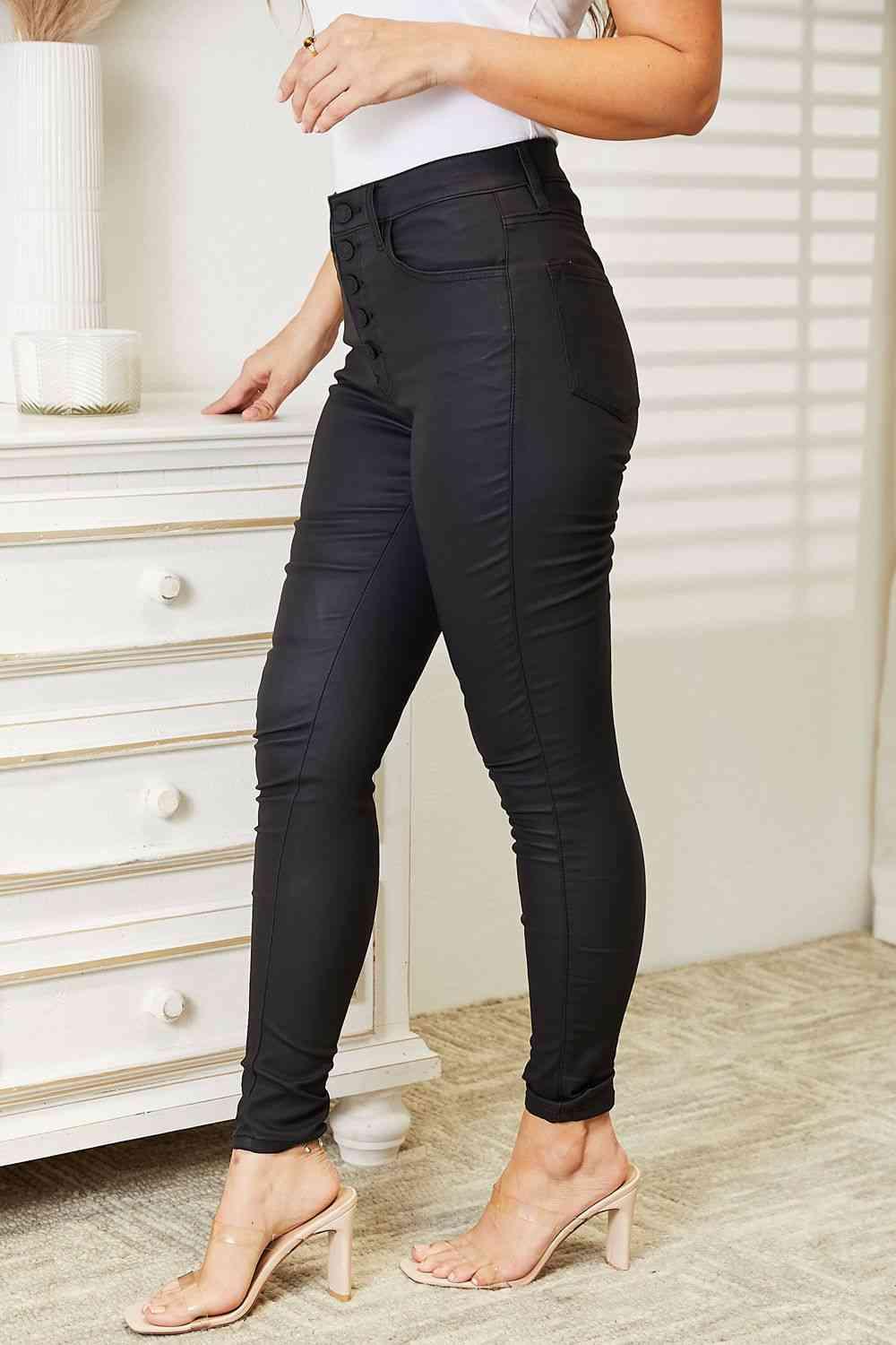 Kancan Full Size High Rise Black Coated Ankle Skinny Jeans - Happily Ever Atchison Shop Co.