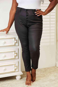 Kancan Full Size High Rise Black Coated Ankle Skinny Jeans - Happily Ever Atchison Shop Co.