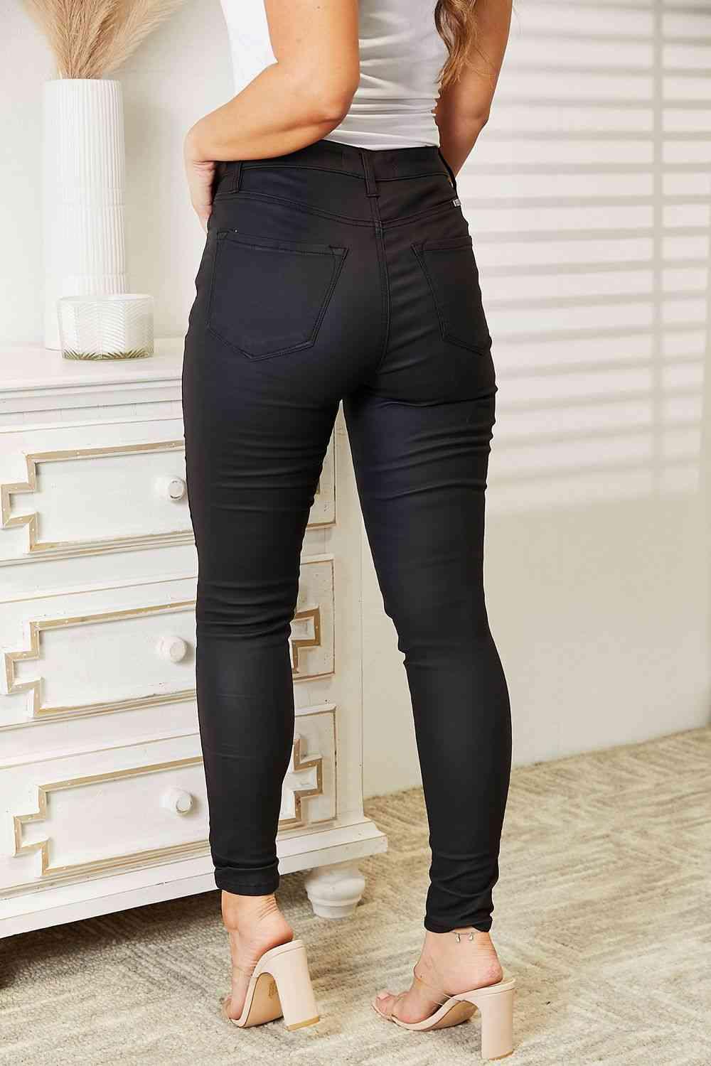 Kancan Full Size High Rise Black Coated Ankle Skinny Jeans - Happily Ever Atchison Shop Co.