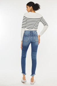 Kancan High Waist Distressed Raw Hem Ankle Skinny Jeans - Happily Ever Atchison Shop Co.