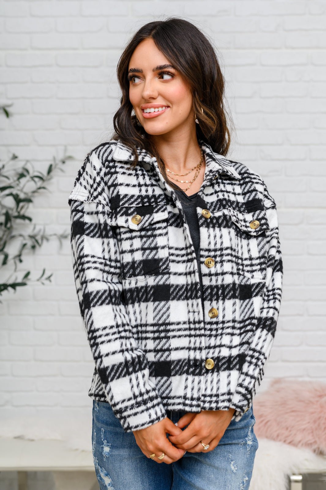 Kate Plaid Jacket in Black & White - Happily Ever Atchison Shop Co.