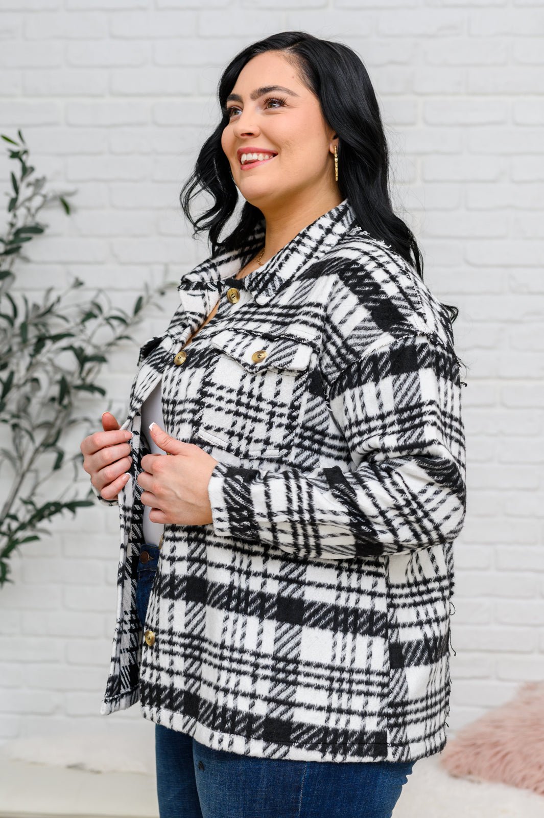 Kate Plaid Jacket in Black & White - Happily Ever Atchison Shop Co.